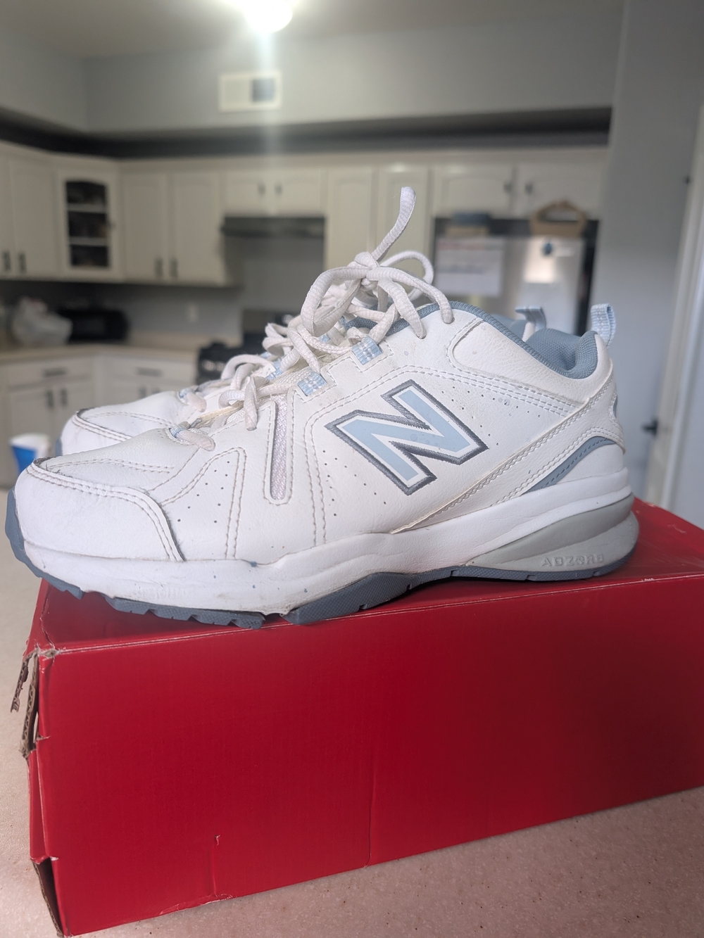 New Balance Men’s White & Light Gray Walking Sneakers